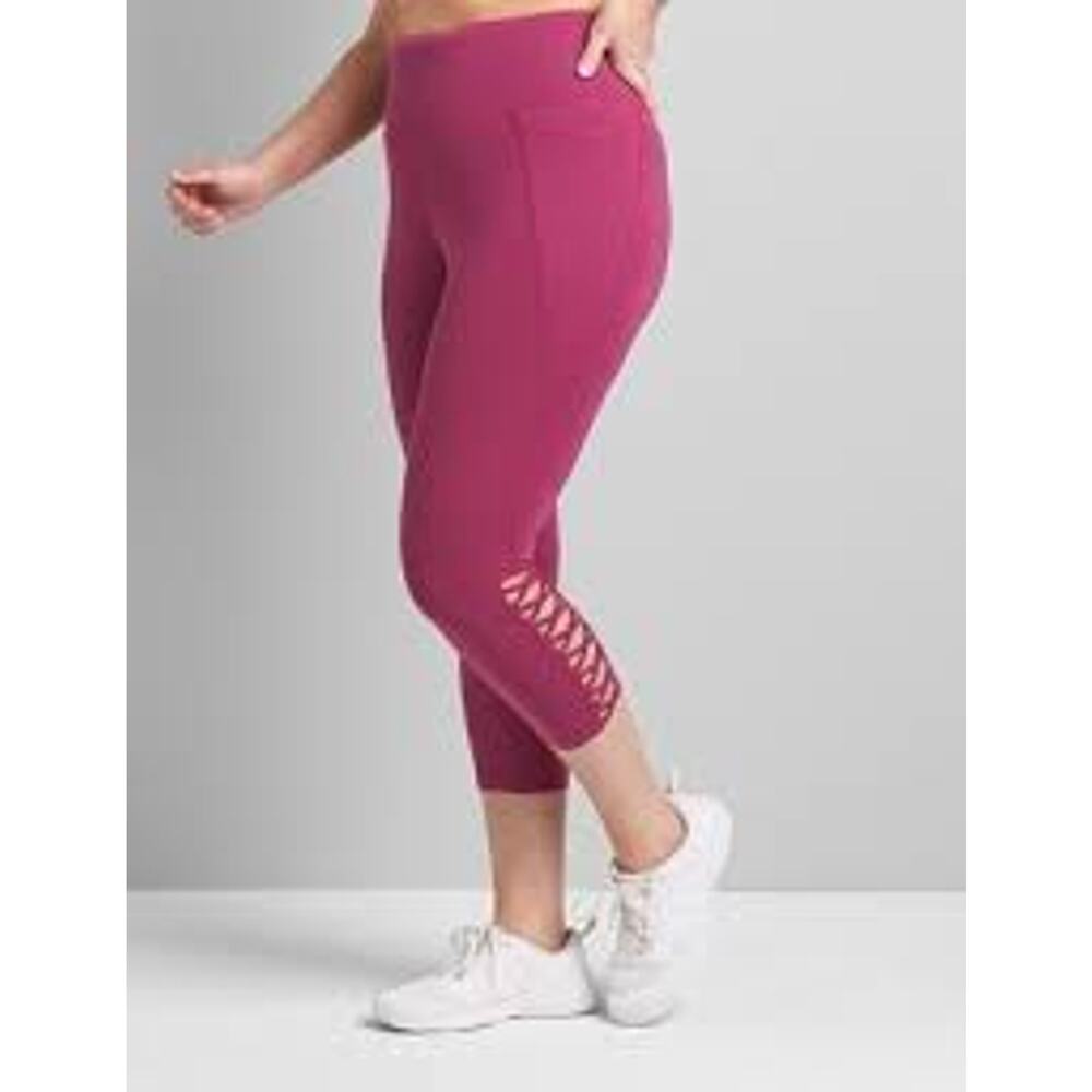 Livi Active Women's Pink Criss Cross Athletic Yoga Hiking Leggings 26/28 NWT